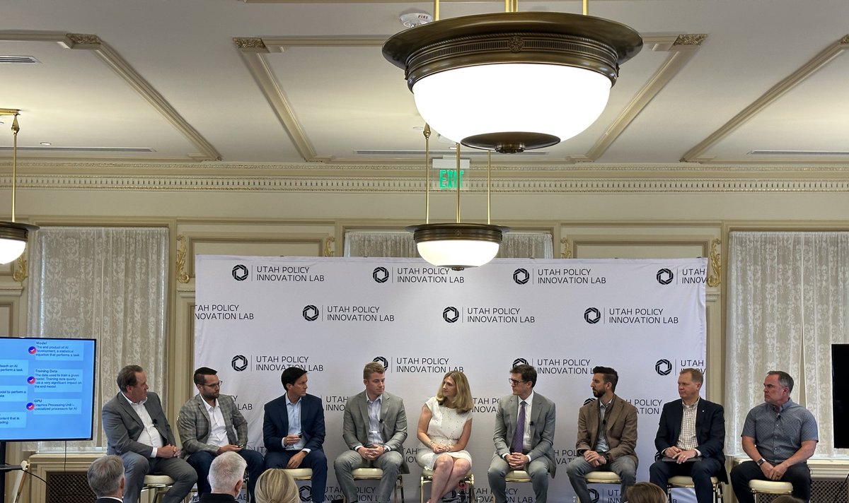 Cool to hear @MargaretBusse and other thought and policy leaders on Utah’s approach to AI from regulatory to work force, risks to opportunities. 

@JeffersonMoss has the best job. Go Team Utah. Grab the good. Manage the bad.

@KemGardnerInst  #utpol #AIpolicy #InnovationEconomy