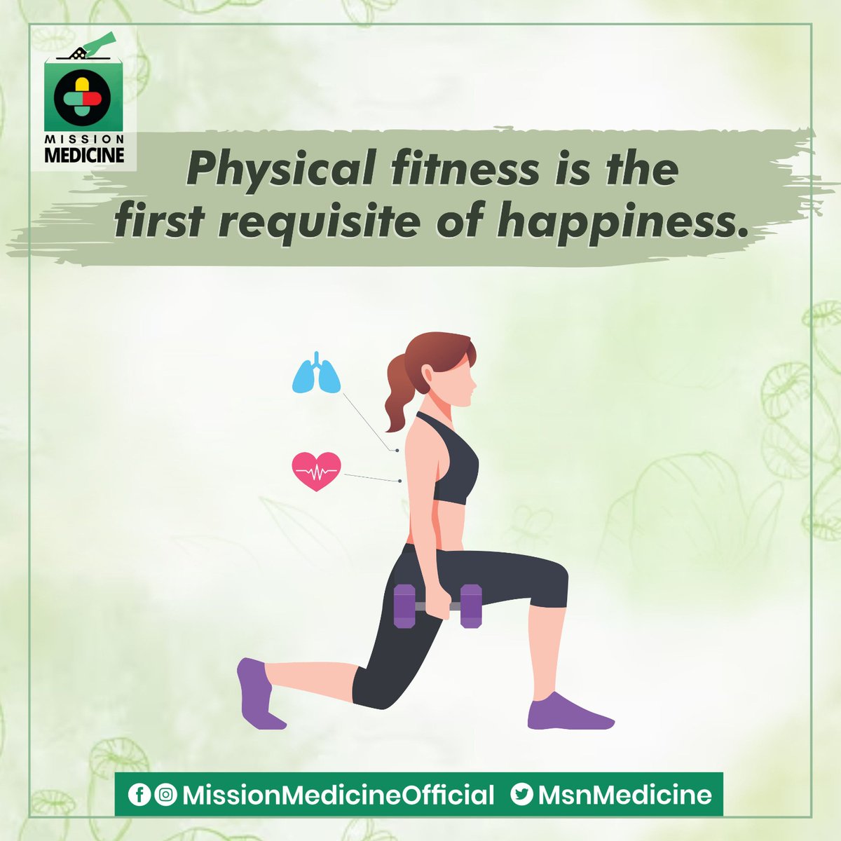 Physical fitness is the first requisite of happiness.
#MissionMedicine
#HealthyNation_HappyNation
#ManavUtthanSewaSamiti
#ManavDharam