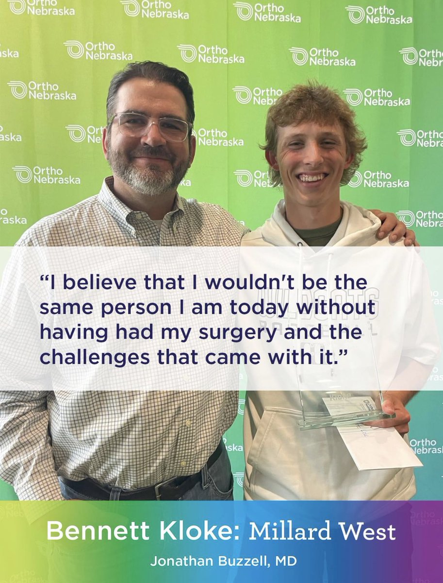 Wow! Congrats to Health Science Academy Senior Bennett Kloke for being awarded as a Ortho Nebraska Comeback Athlete of the Year including a scholarship award and money donated to a group of Bennett’s choice.  Thank you Bennett for your donation to HSA! Thanks OrthNeb!