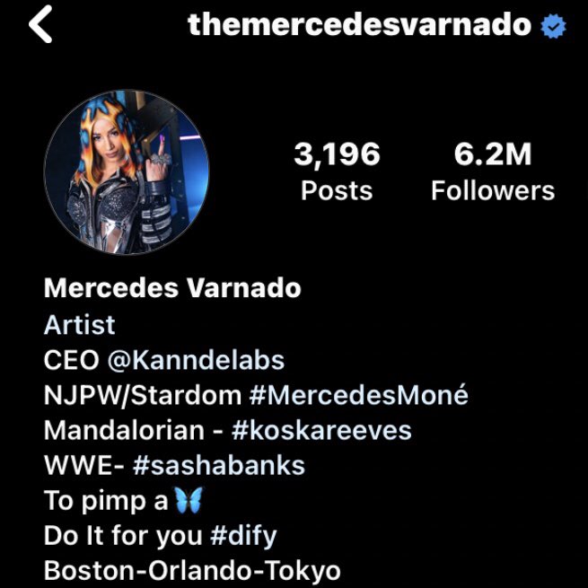 Mercedes Moné Varnado now has 6.2 Million followers on Instagram. 📈