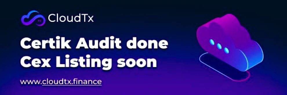 MrCuanStore's tweet image. Join our community and let's all be bullish with #Cloudtx 
Cloudtx is scalable blockchain with almost zero fees and gas for transactions x1000 incoming !

🌐Website: cloudtx.finance

#Layer1 #BlockChain #BNB   #BSCGemsAlert @Cloudtxofficial
#Gem #altcoin