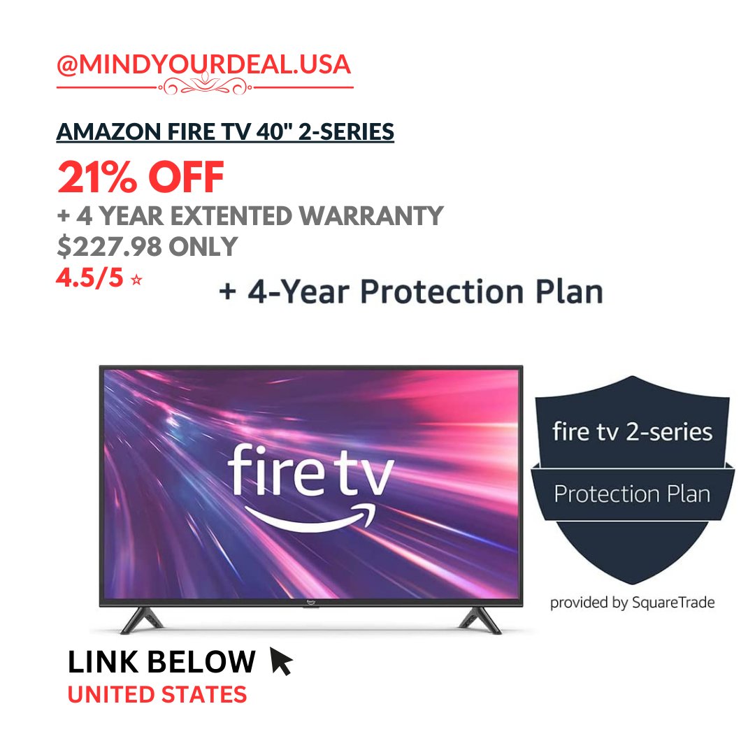 $227.98 (21% off) on Amazon Fire TV 40' 2-Series
Deal (affiliate)- amzn.to/3IPOcfR

#deal #sale #discount #offer #amazonfiretv #firetv #television #tv #ectendedwarranty #smarthome #smarttv #ledtv #bigtv #house #home #tech #follow