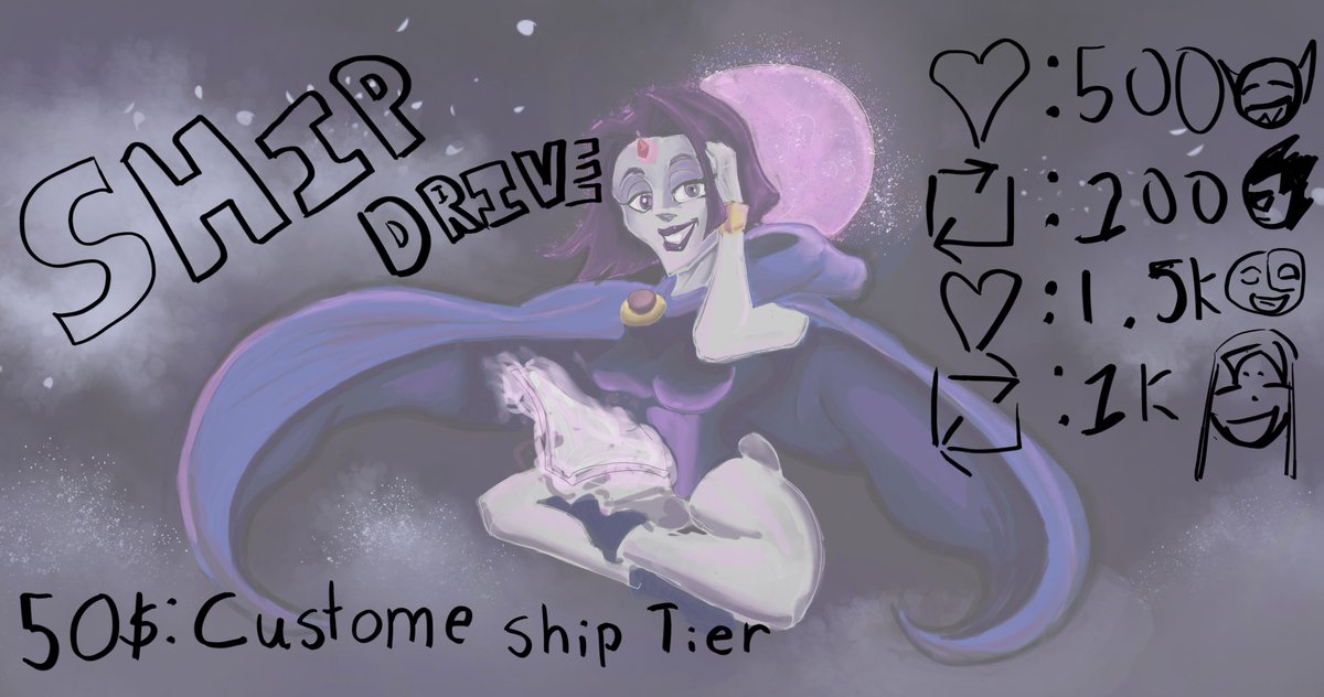 I thought it would be cute to do a little Raven ship drive! 
#Raven #RavenShipDrive #Shipdrive 

Tier 1 is Beast Boy!