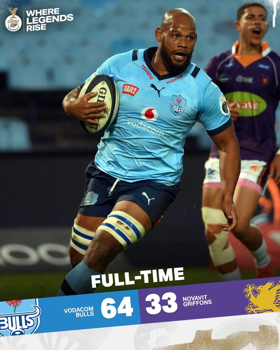 🇨🇭 GLOBAL SPORTS CARLING CURRIE CUP 🏆 🏉 

Big win at Loftus 🏉

The Vodacom Bulls moved up to fourth spot in the #CurrieCup with a clinical performance over the NovaVit Griffons.

#WhereLegendsRise