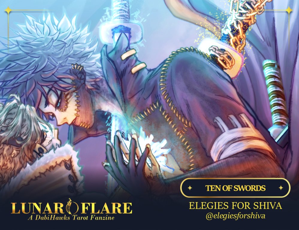 peek of one of my cards for <a href="/dabihawkstarot/">LUNAR FLARE ZINE 🌟PROJECT COMPLETE! 🌟</a> ✨

this zine is kinda like getting decked in the face 78 times by art. then elbowed in the gut 9 times by merch. while ur keeled over, the guidebook writing sneaks in with 7 swift kicks right in the-

🌙preorders OPEN til 7/1☀️
