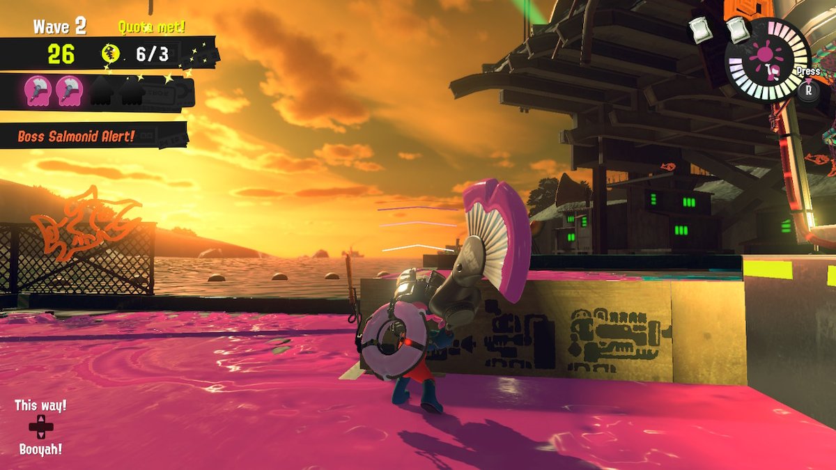 LimoClips's tweet photo. Fun drawings on Jammin' Junction. Is the one on the right a Grizzco Blaster? It has 4 bumps like the pill containers and even looks like the Inkling has a hat on like the Grizzco uniform. #SalmonRun #Splatoon3 #NintendoSwitch https://t.co/6WqGktiWjY
