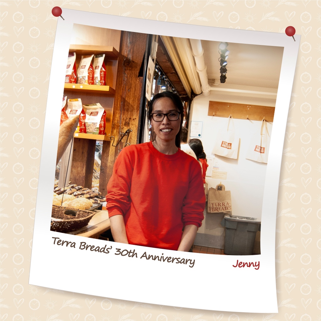 Some of us call Jenny the energizer bunny, and if you’ve ever been lucky enough to meet her, you’ll know why!

Head over to our Instagram page (<a href="/TerraBreads/">Terra Breads</a>) to learn more about Jenny + the people who make Terra Breads what it is!