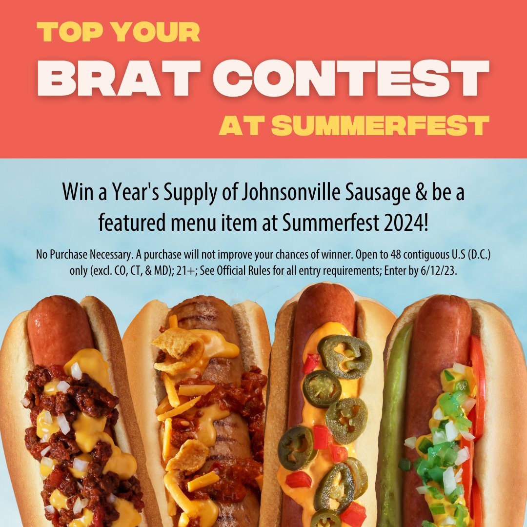 Johnsonville on Twitter "Join the "Top Your Brat" contest! Get