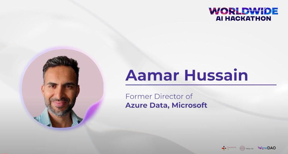 WowDAOAI's tweet photo. 🌟 AI Hackathon Guru: Unveiling Winning Strategies #01 
🚀 Join us Saturdays as judges and mentors share insights for contestants. 
🔥 First up: Aamar Hussain, senior tech leader. Learn from his insights and share your takeaways!
👉https://t.co/qcineLCXyO https://t.co/5ef7yT0kcB