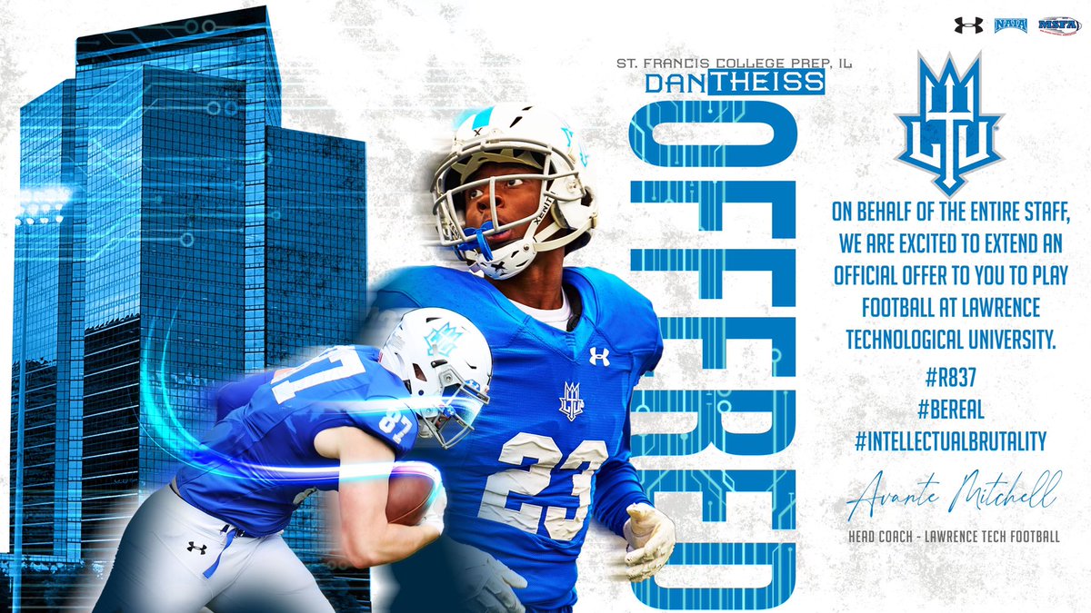 After a great performance at Wheaton College and great conversation with <a href="/CoachWengert/">Kevin Wengert</a> I am excited to announce I have earned an offer from Lawrence Tech University! <a href="/SFHSFBWheaton/">St. Francis HS Spartan Football🏈</a> <a href="/CoachMac44/">Bob McMillen</a> <a href="/FISTFootball/">FIST FootballAcademy</a> <a href="/CoachSaboFIST/">Kevin Sabo</a> <a href="/SalomonDLcoach/">CoachSalomon</a> <a href="/T_Wilson11/">Coach T. Wilson</a> <a href="/jax_gasaway/">Jax Gasaway</a> <a href="/Showtime_CoachP/">Princealex AyoOla</a>