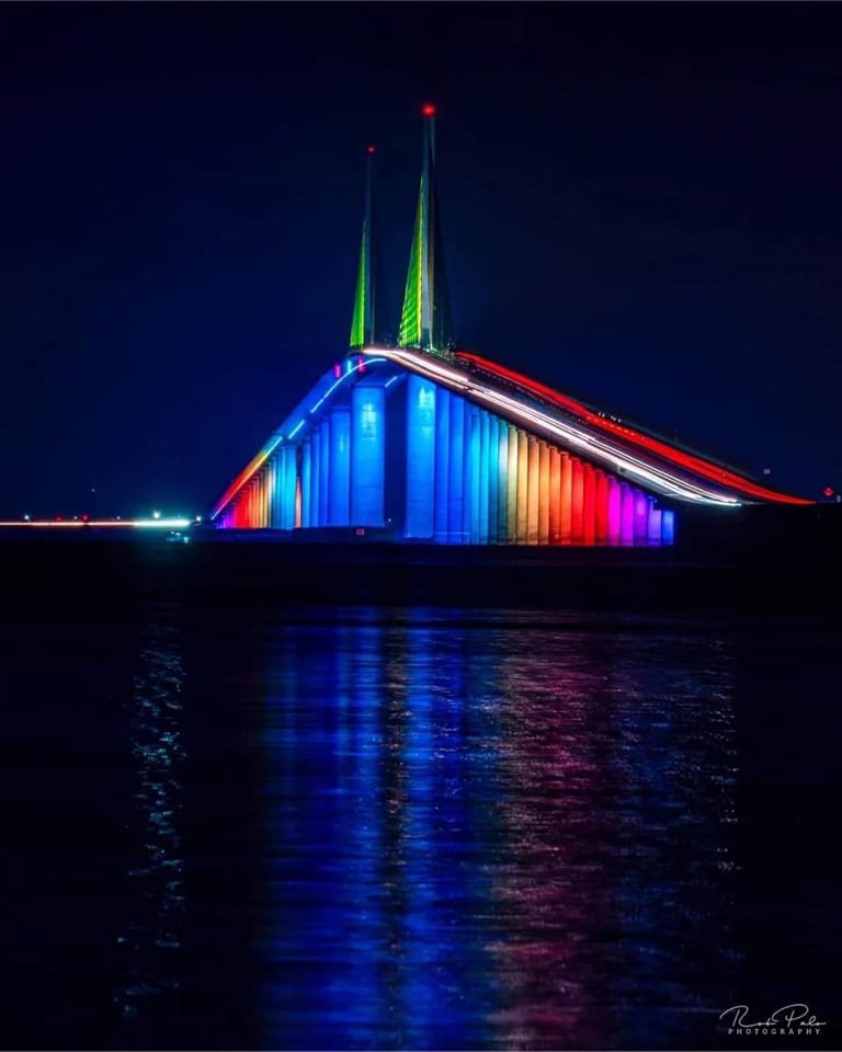 This is the bridge between Sarasota and St. Pete, Florida. Just so you know. DeSantis doesn't speak for us. SAY GAY!!