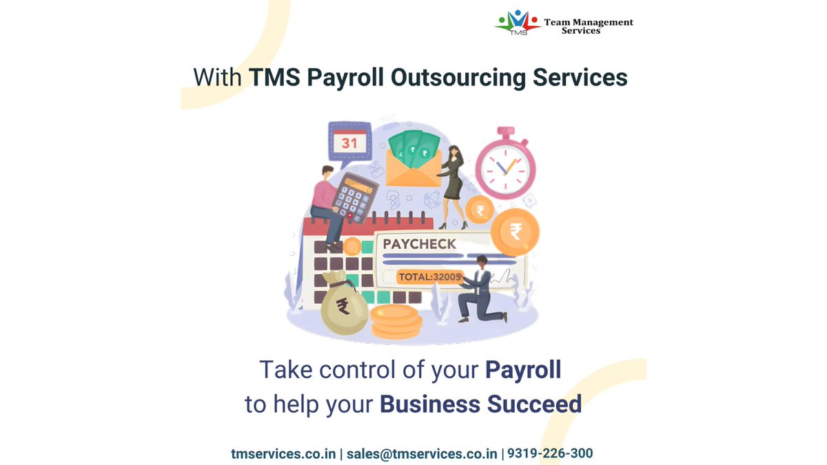 Take your Business to New Heights with #TMS Payroll Outsourcing Services to handle all your Payroll needs.

tmservices.co.in | sales@tmservices.co.in | 9319-226-300

#HRmodeON #hr #hrservices #hroutsourcing #hrsolutions #mumbai #saturday #payrollspecialist #payrollservice