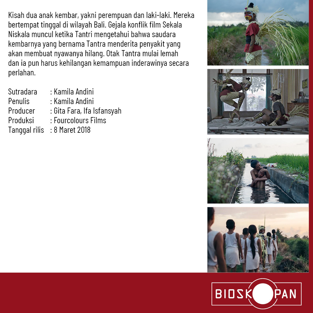 [BIOSKOPAN] Antara dunia nyata dan percaya semesta yang tak kasat mata, sutradara Indonesia Kamila Andini menghadirkan cerita anak kembar dari Bali.
Sekala Niskala
Minggu, 4 Juni 2023 jam 19:30 dan Minggu, 18 Juni jam 16:00