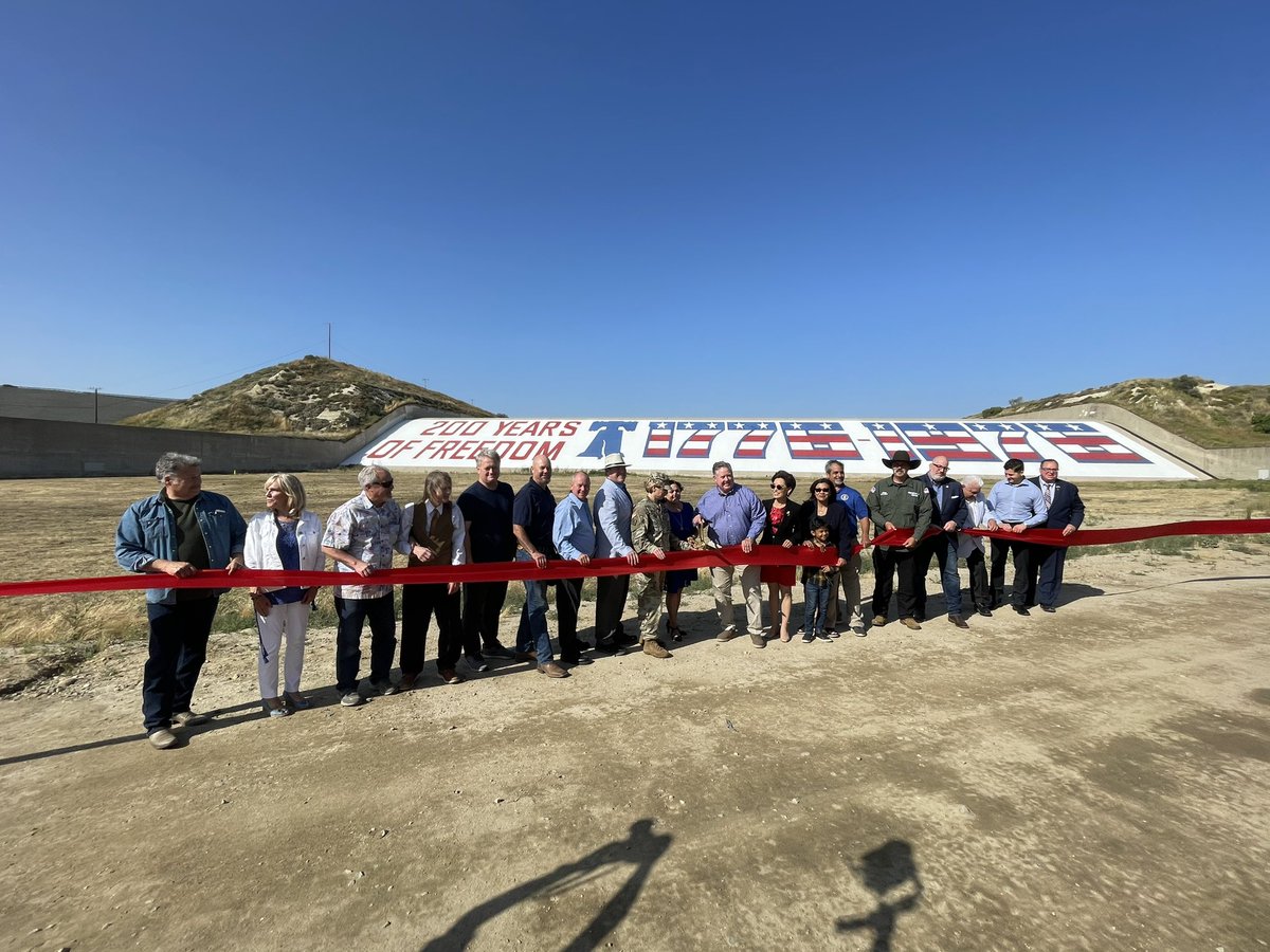 The iconic Prado Dam Mural has been restored! Today, we celebrated alongside community members, leaders, and elected officials who all agree - this is for the people! #RibbonCutting #PradoDam #200YearsOfFreedom #RivCoNow