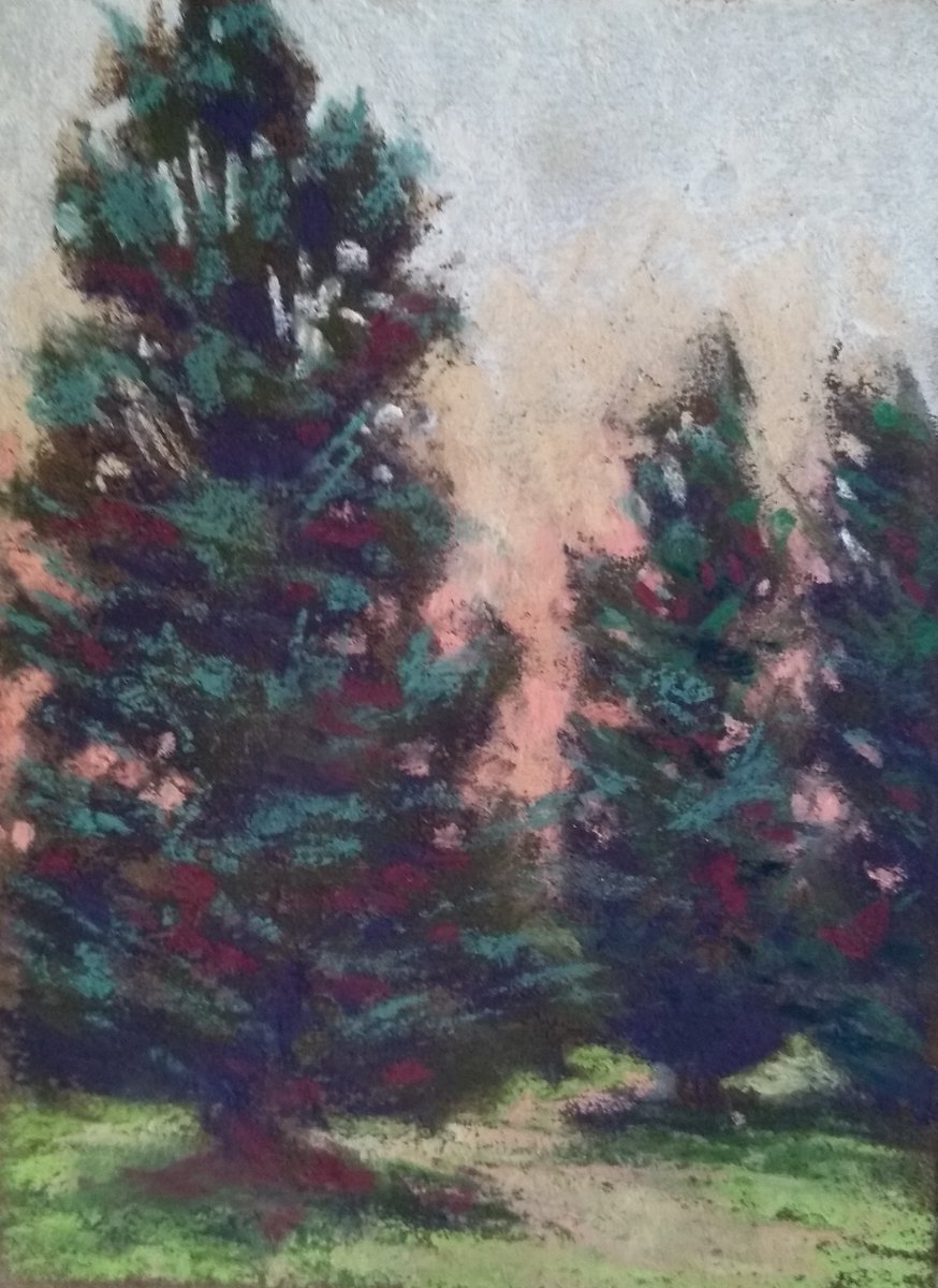 5 pastel tree studies are available to collectors.
These are mini art works that would look good in a small space or grouped together.
This is Study No 2👇
Original soft pastel paintings- Mini Tree Landscape Studies etsy.me/3NbqIVm via @Etsy 
#trees #SoftPastel #painting