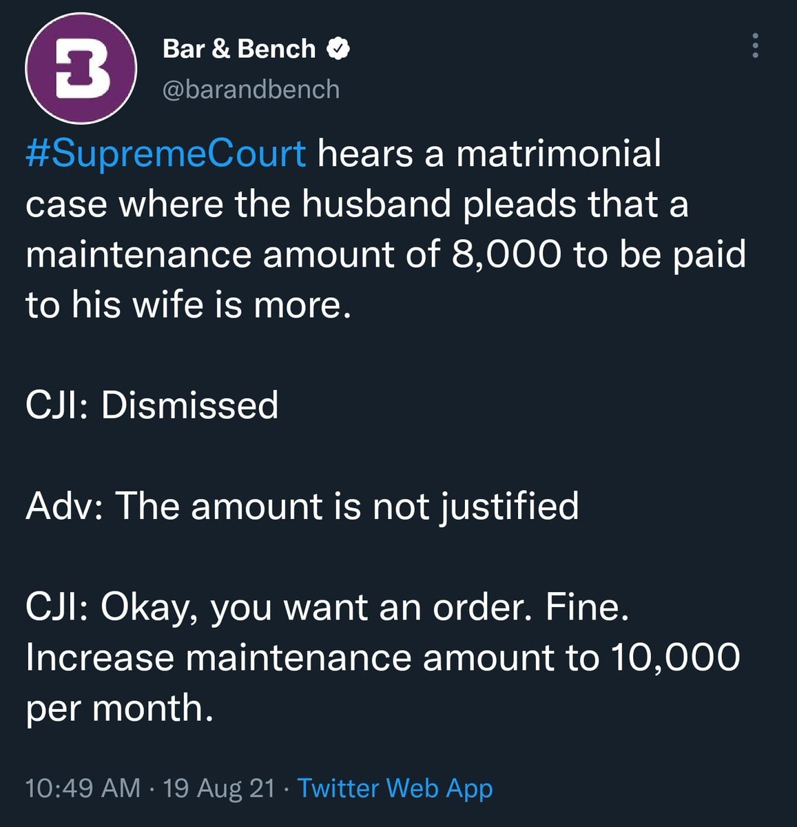 Imagine going to Supreme Court believing yourself to be prejudiced by orders of High Court and it gets dismissed.

Consider yourself lucky then.

In this case 5 words of his counsel cost the man Rs. 2000 per month.