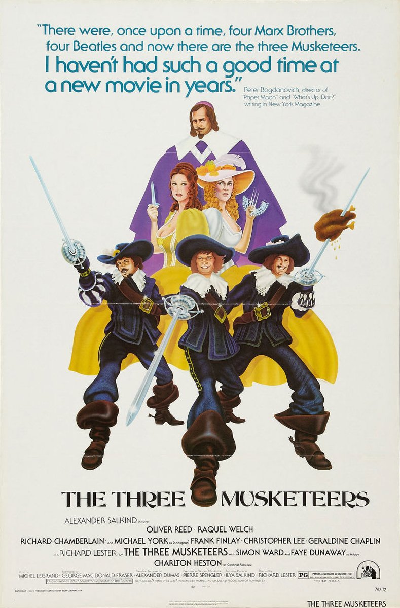 #ComingUpOnTCM

THE THREE MUSKETEERS (1973) #MichaelYork #RichardChamberlain #OliverReed #RaquelWelch
Dir.: #RichardLester 5:00 PM PT

A country boy joins the musketeers and fights to protect the queen's honor.

1h 45m | Adventure | TV-PG

#TCM #TCMParty #AlexandreDumas