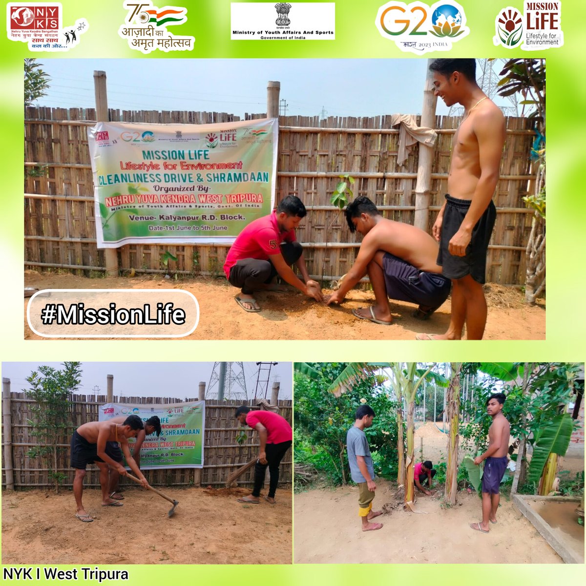 mybwesttripura's tweet image. Keeping the area clean and planting trees is our responsibility and duty to send a message to the villagers through tree plantation drive under #MissionLiFE Prog At @NykwestTripura
#savetreesavelife #environment 
@ianuragthakur @narendramodi @Nyksindia @tinkuroybjp @YASMinistry