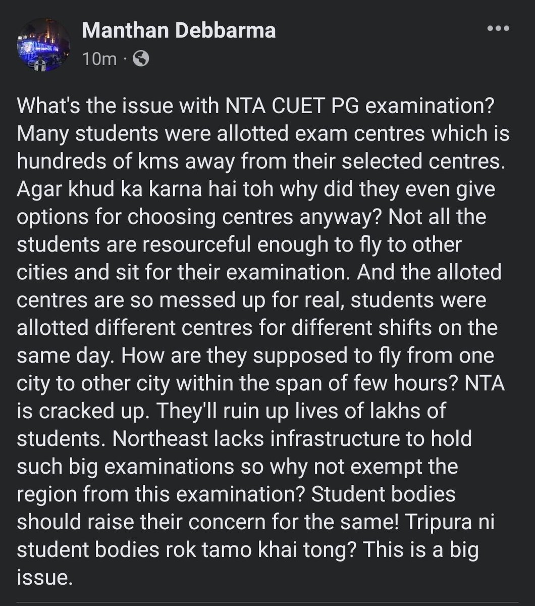 ManthanDebbarma's tweet photo. @mamidala90 @DG_NTA #cuetpg #StudentsFutureMatters https://t.co/RQREJRp5Pe