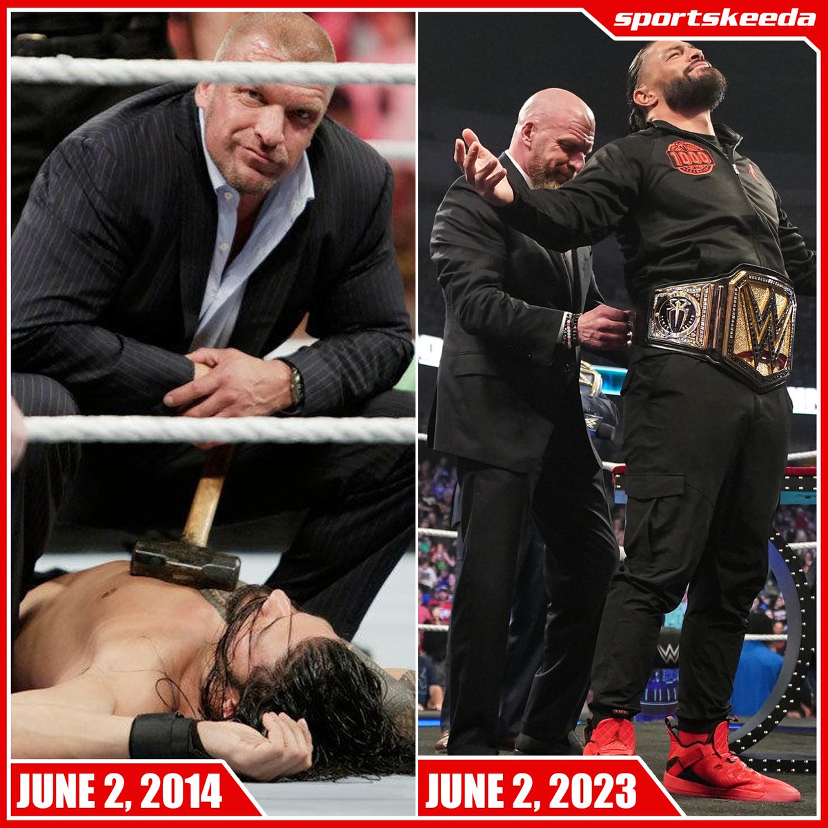 SKWrestling_'s tweet image. From being a pawn in the game to being acknowledged by The Game, this is the evolution of Roman Reigns. ☝️
#WWE #SmackDown