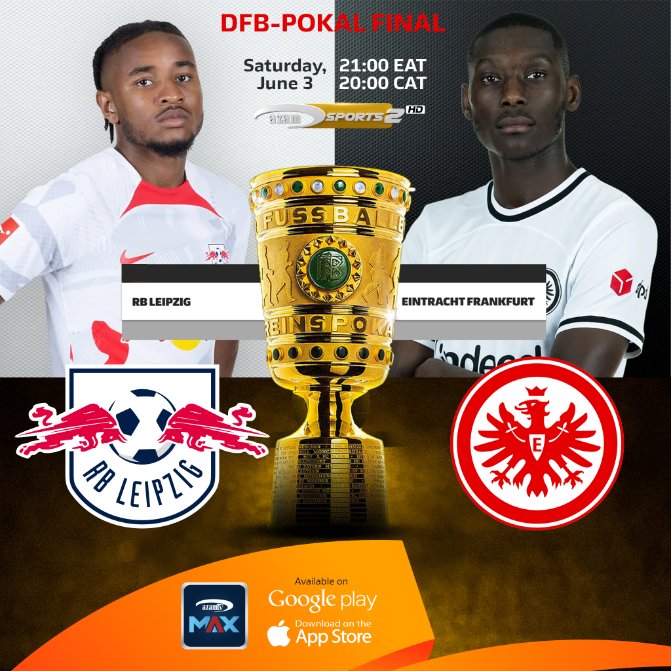 Here comes the finals for the #DFB_POKAL as #RBL faces off #FRANKFURT to see who goes away with the cup. Catch the showdown on #AzamSports2HD on @Azamtvug @channelueast