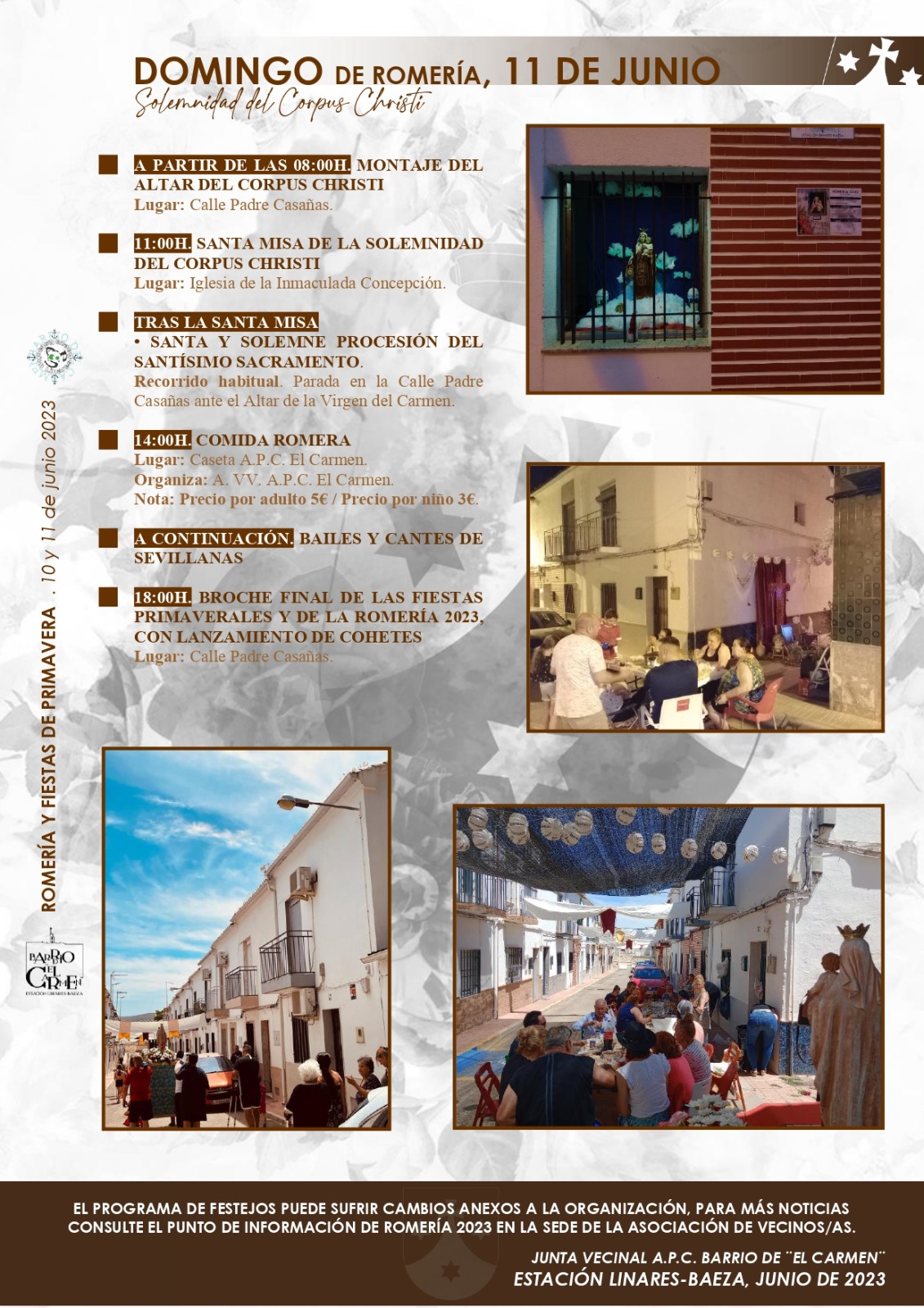 Horarios e Itinerarios de la Procesión del Corpus Christi de Linares el 11 de Junio del 2023