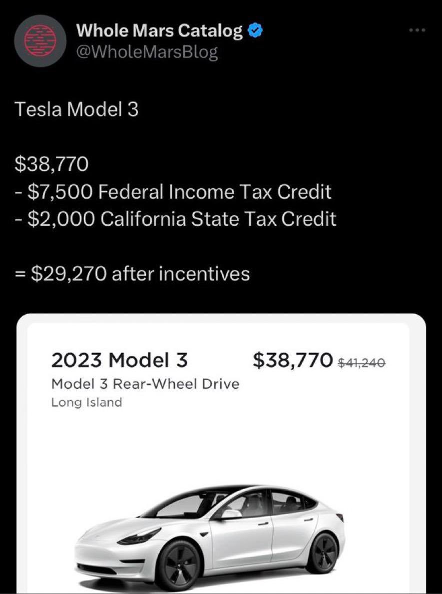 ABD’de Tesla Model 3’ün teşvik indirimleriyle 610 bin TL’ye satılması sosyal medyada gündem oldu.