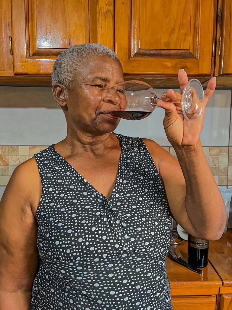 Siwela_Masoga's tweet photo. Mom drinking the wine I made and named after her. A true definition of Imbokodo! 

A strong, selfless, and yet beautiful human being.🫶🥰🍷❤️🥂 https://t.co/RLrcARZIdU