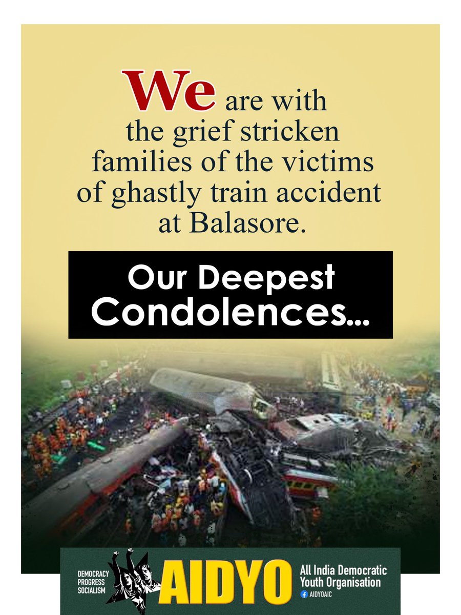 #BalasoreTrainAccident #TrainAccidentInOdisha #DeepestCondolences 
#AIDYO