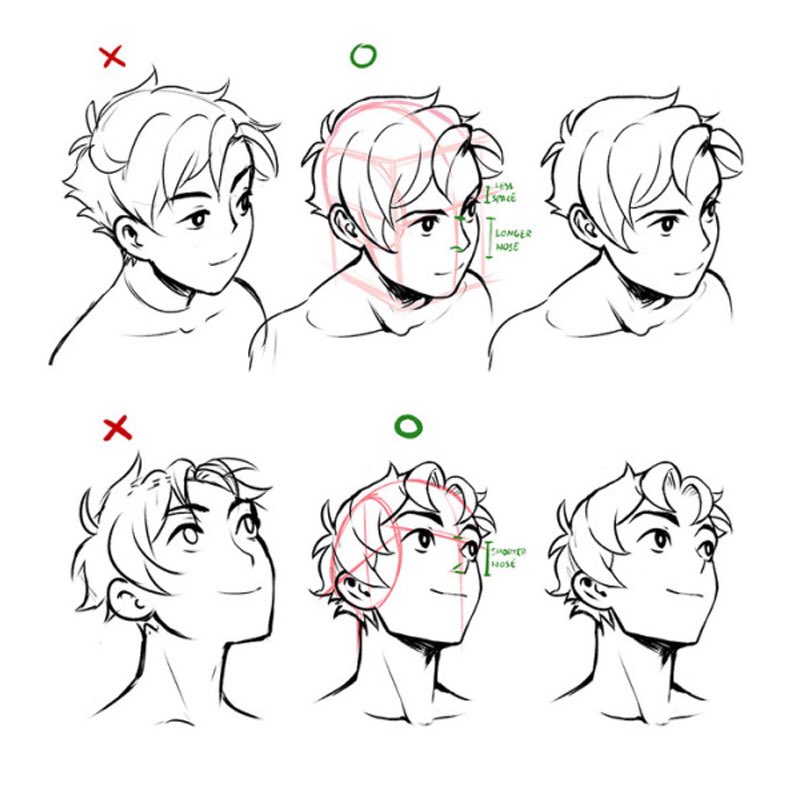 Male Anime Face Drawing Reference and Sketches for Artists