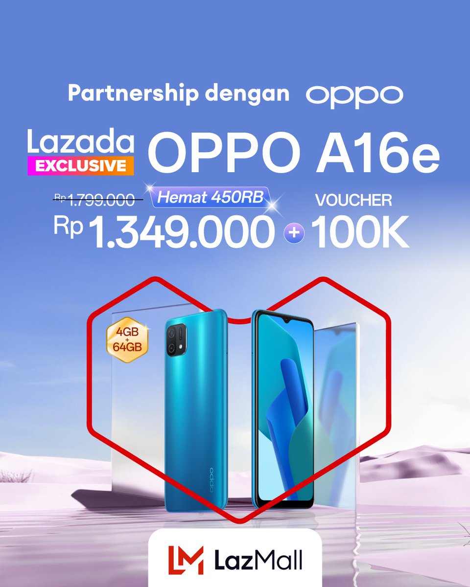 Bulan baru, hp baru, pasti seru 🥹 Apalagi pas tau belanja HP Oppo A16e di LazMall bisa dapet Lazada Exclusive dan kamu bisa Hemat s.s 450K + Voucher 100K 🤑 Langsung bungkus, di sini: lzd.co/3MMwKdt

#LazadaID66 #SuperWOWSale #TambahKeHidupmu #LazadaID