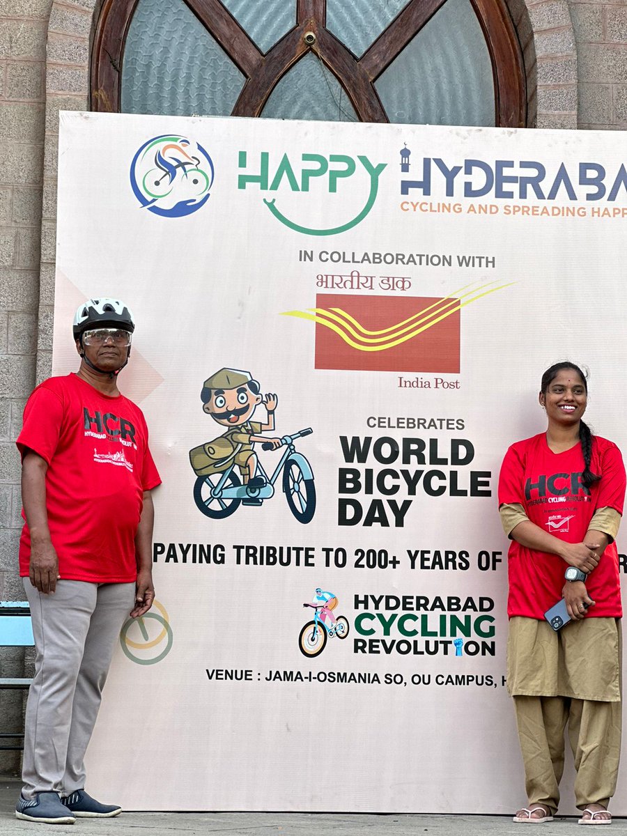 Thank you @Anjani66124854 for the leading celebration of 200 Years @IndiaPostOffice #Postman on #WorldBicycleDay2023 
#WorldBicycleDay #HappyHyderabad #HyderabadCyclingRevolution

@sselvan @arjitsoni12 @steelstreetbikr @KTRBRS @arvindkumar_ias @BYCS_org @HiHyderabad