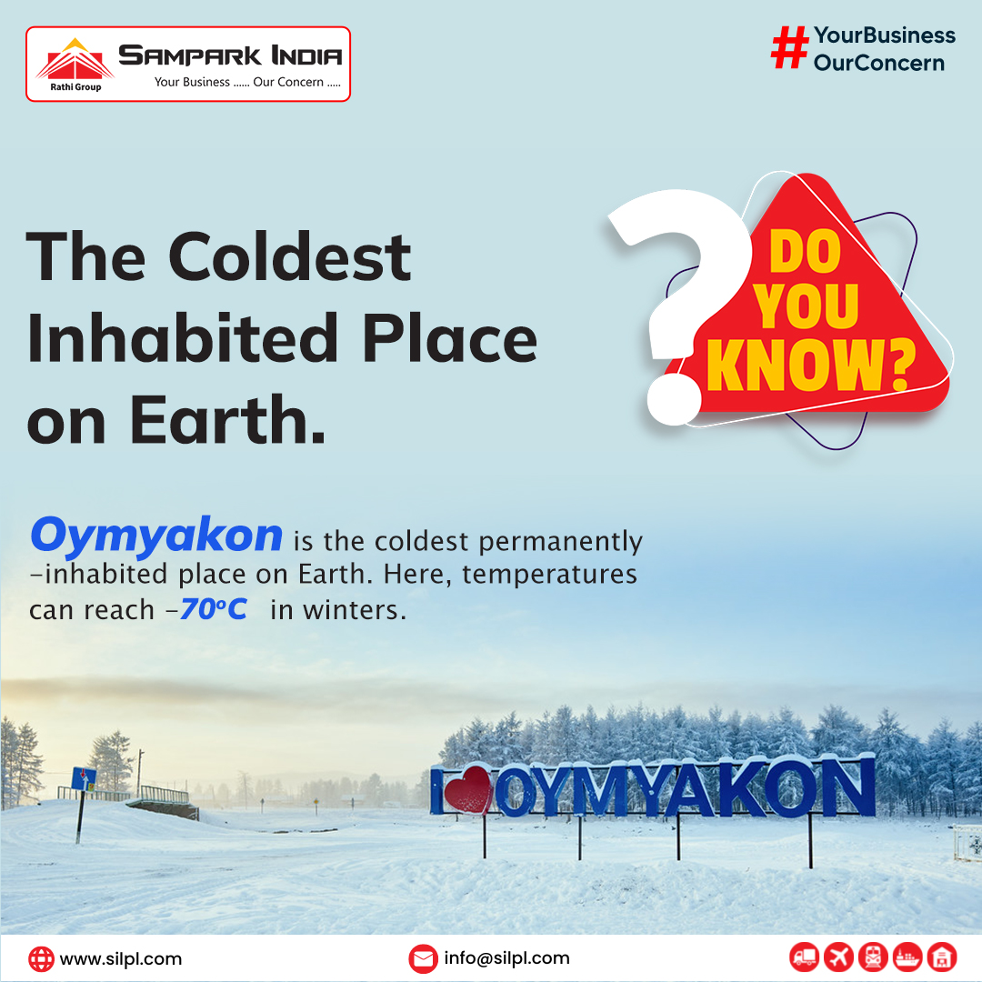 #DoYouknow #Oymyakon is the #coldest inhabited place on the #Earth which is located in #Russia. In the winter, temperatures reach -70°C, making boiling water into snow in just a few seconds!
.
.
.
#facts #interestingfacts #coldestplace #samparkindia #rathigroup #vocalforlocal