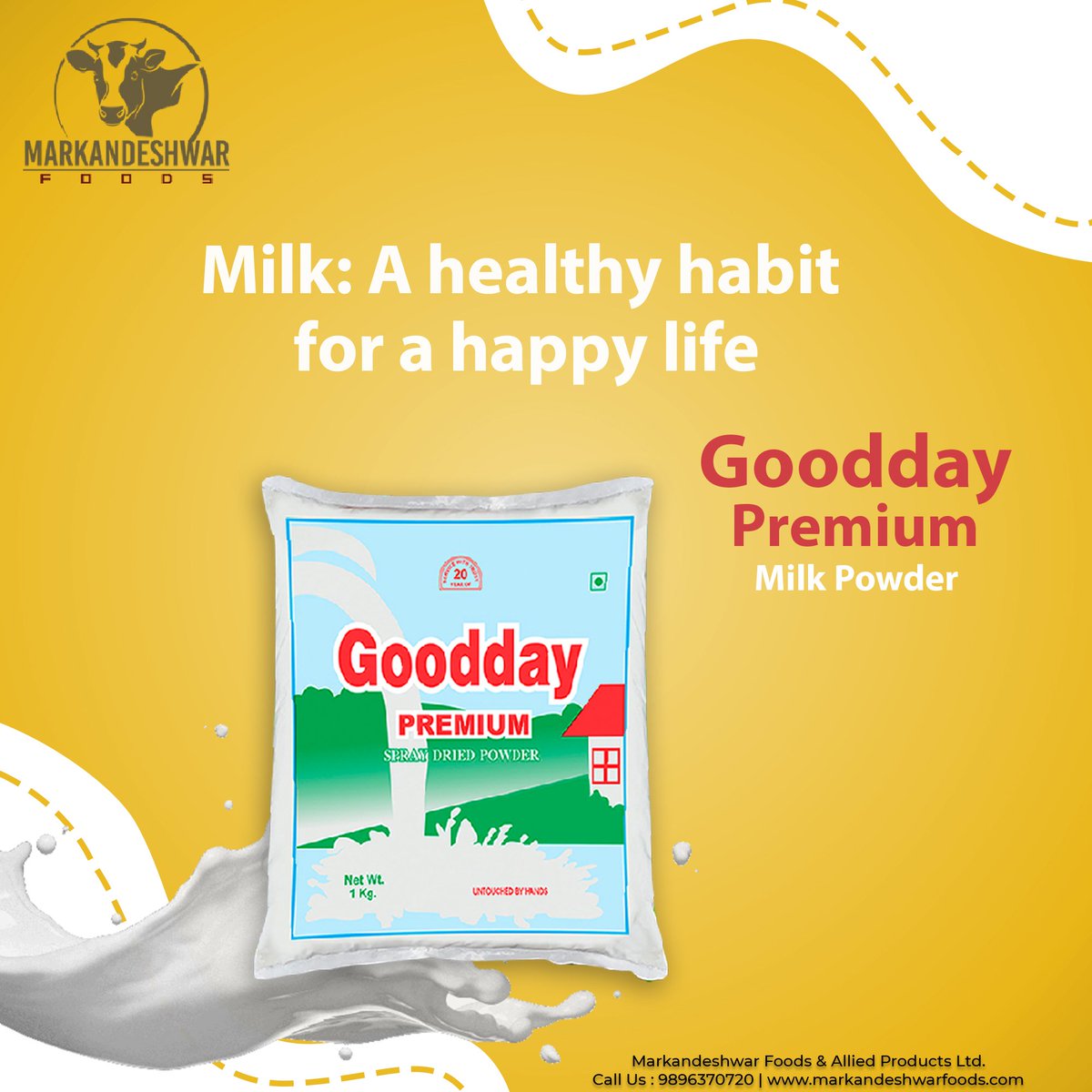 G O O D D A Y .  M I L K .  P O W D E R . 
A healthy habit  for happy life .

#GooddayPremiumMilk

Markandeshwar Foods & Allied Products Ltd.
For trade inquiry 9896370720, 9729344011, 9810754400.
.
.
.
#markandeshwarfoods #milk #dairy #dairyproducts #goodday #Healthy #Healthy