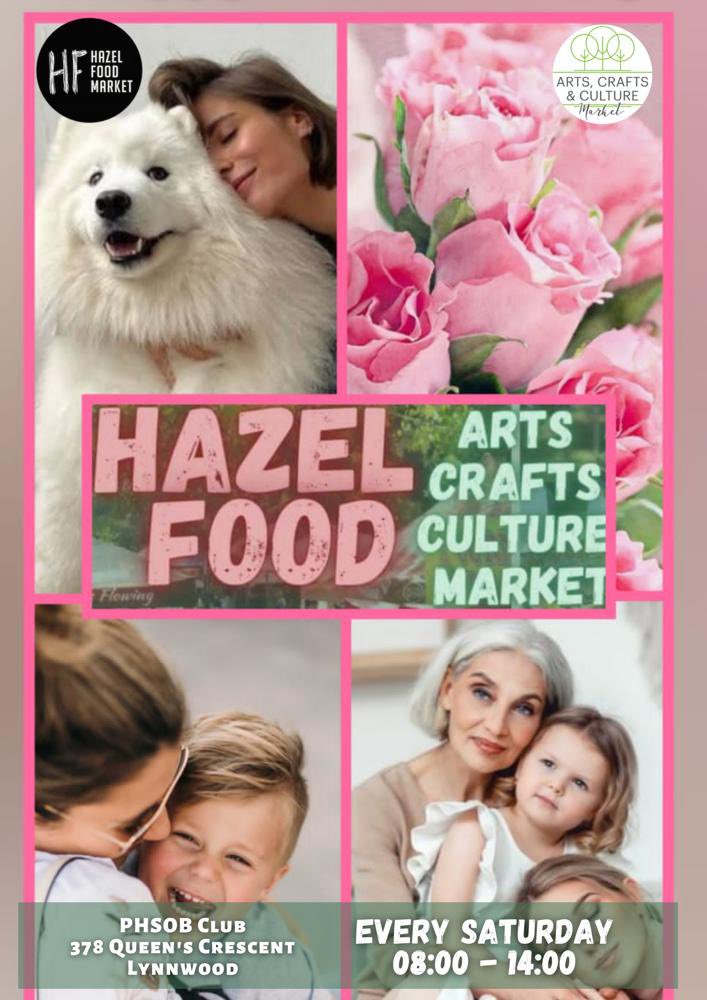 Hazel Food ACC open today from 8:00 - 14:00  in LYNNWOOD, Pretoria cnr Kings & Queens #famersmarket #handmadewithlove #familyfun #petfriendly #veggies #FoodieParadise #traditionalwear #books #kidstoys #cheeselover #internationalcuisine #freshproduce #thriftedfashion #plantlove