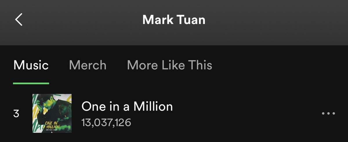#OneInAMillion surpassed 13M plays on Spotify🤩

Keep streaming the song
🔗 open.spotify.com/track/1dkhx3oH…

#MarkTuan
@marktuan