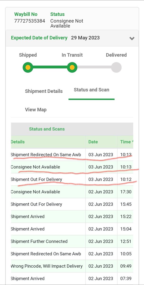 @BlueDartCares @BlueDart_ @ShiprocketIndia @xyxx see another achievement within 2 second u guys again showed 'Consignee Not Available ' highly efficient team keep it up  #bluedart #shiprocket #xyxx