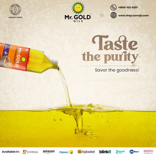 Nourish Your Body, Delight Your Taste Buds. Experience the Wholesome Goodness of Groudnut Oil!
#Sunraja #Mrgold #mrgoldoils#CookingWithLove #GroundnutOilGoodness #CookingInspiration #HealthyCooking #CookingWithGroundutOil #DeliciousCooking #HealthyIndulgence #FlavorfulDelights