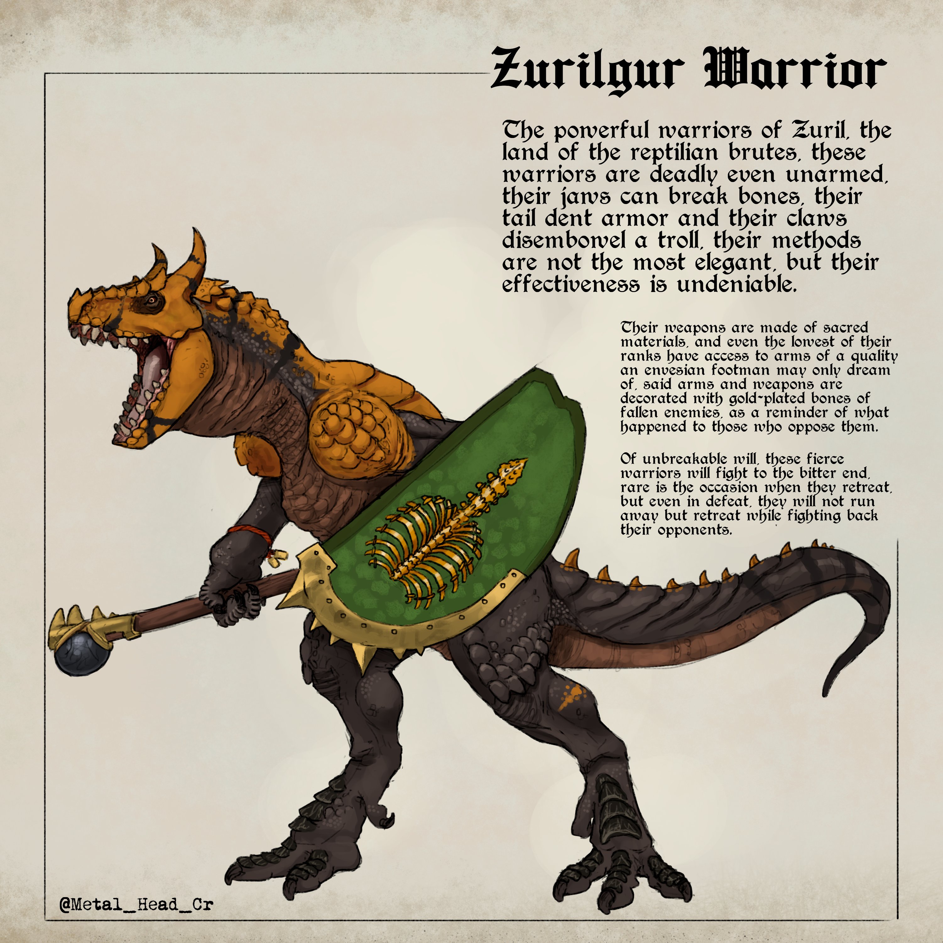 𝕸𝖊𝖙𝖆𝖑 𝕳𝖊𝖆𝖉 𝕮𝖗𝖊𝖆𝖙𝖚𝖗𝖊 on X: Fearsome warriors, the zurigur  are formidable in the fields of battle, their basic infantry are  eight-foot-tall brutes able to bite off the upper half of a man