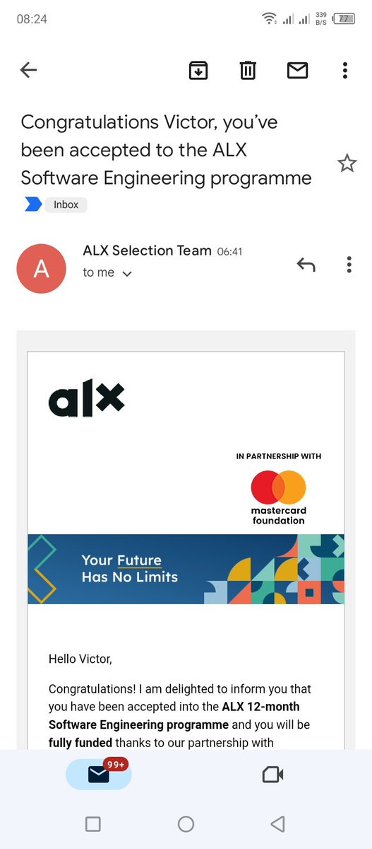 Xxiv_Victor's tweet photo. Thank you, ALX and Mastercard Foundation, for this great opportunity. You're the light at the end of the tunnel to many youths out here. 

#Alxaccepted
#SoftwareEngineering https://t.co/x0sEin6J3K