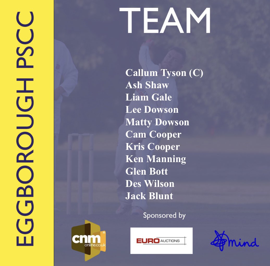 Today’s team away @Thornes3rdXI 1pm start at Ryhill #uptheeagles🦅