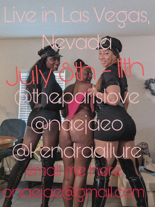 @AllureKendra @ParisNaughtyLuv @NaejaeO  will b in Las Vegas Nevada July 8th-11th !! ✈️💯🤯 Email me for<a class="tags" target="_blank" title="On Twitter" href="/?out=eyJ0eXAiOiJKV1QiLCJhbGciOiJIUzUxMiJ9.eyJpYXQiOjE3MjIwOTg1ODMsImlzcyI6InR3cG9ybnN0YXJzLmNvbSIsIm5iZiI6MTcyMjA5ODU4MywiZXhwIjoxNzUzNjM0NTgzLCJyZWRpcmVjdF91cmwiOiJodHRwczovL3R3aXR0ZXIuY29tL0FsbHVyZUtlbmRyYSJ9.tc4qgyPzPM2Nu54Z4WZSFLxkL4wcmEltTLe_ooqkMf0heI3A6V9jrcGC5cncWpLTVycYkDJaLx0K-lmbKTG0Yg">@AllureKendra</a><a class="tags" href="/tag/parisnaughtyluv">@parisnaughtyluv</a><a class="tags" href="/tag/naejaeo">@naejaeo</a><a href="/tag/wedgie"class="tags"><span>#wedgie</span></a><a href="/tag/ebony"class="tags"><span>#ebony</span></a><a href="/tag/ebonyfetish"class="tags"><span>#ebonyfetish</span></a><a href="/tag/coppers"class="tags"><span>#coppers</span></a><a href="/tag/amazonebonygodess"class="tags"><span>#amazonebonygodess</span></a>