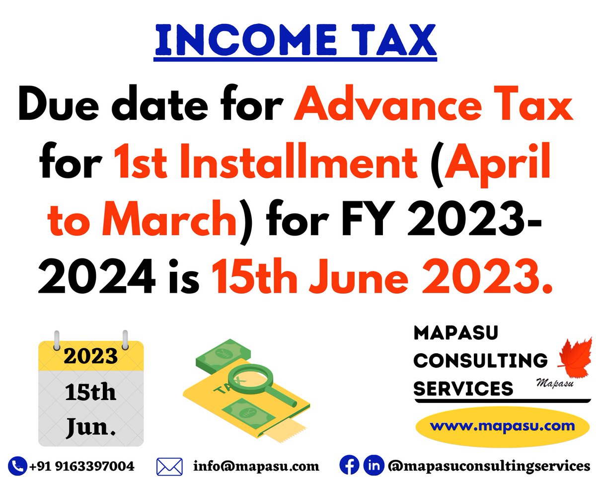 Due date of 1st Installment of Advance Tax
#incometax #incometaxreturn #incometaxindia #incometaxact #advance #tax #due #date #2023year