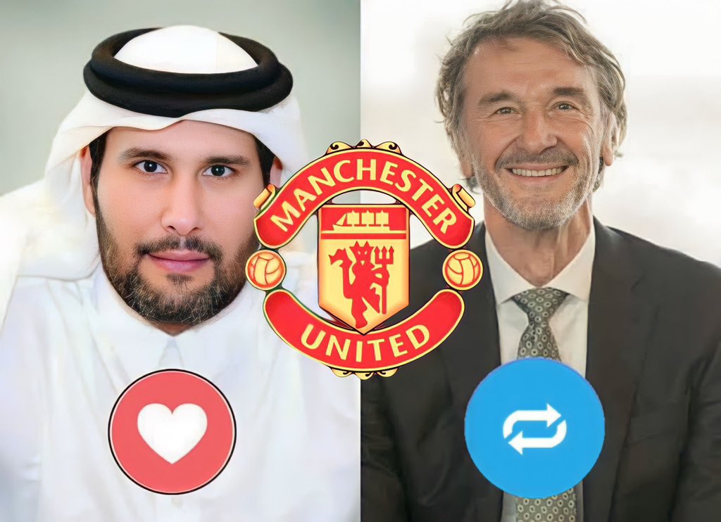 Manchester United fans have to make a choice ! Let’s tell the Glazers who we want. 

Retweet - Sheikh Jassim
Like-   Sir Jim Ratcliffe

#MUFC