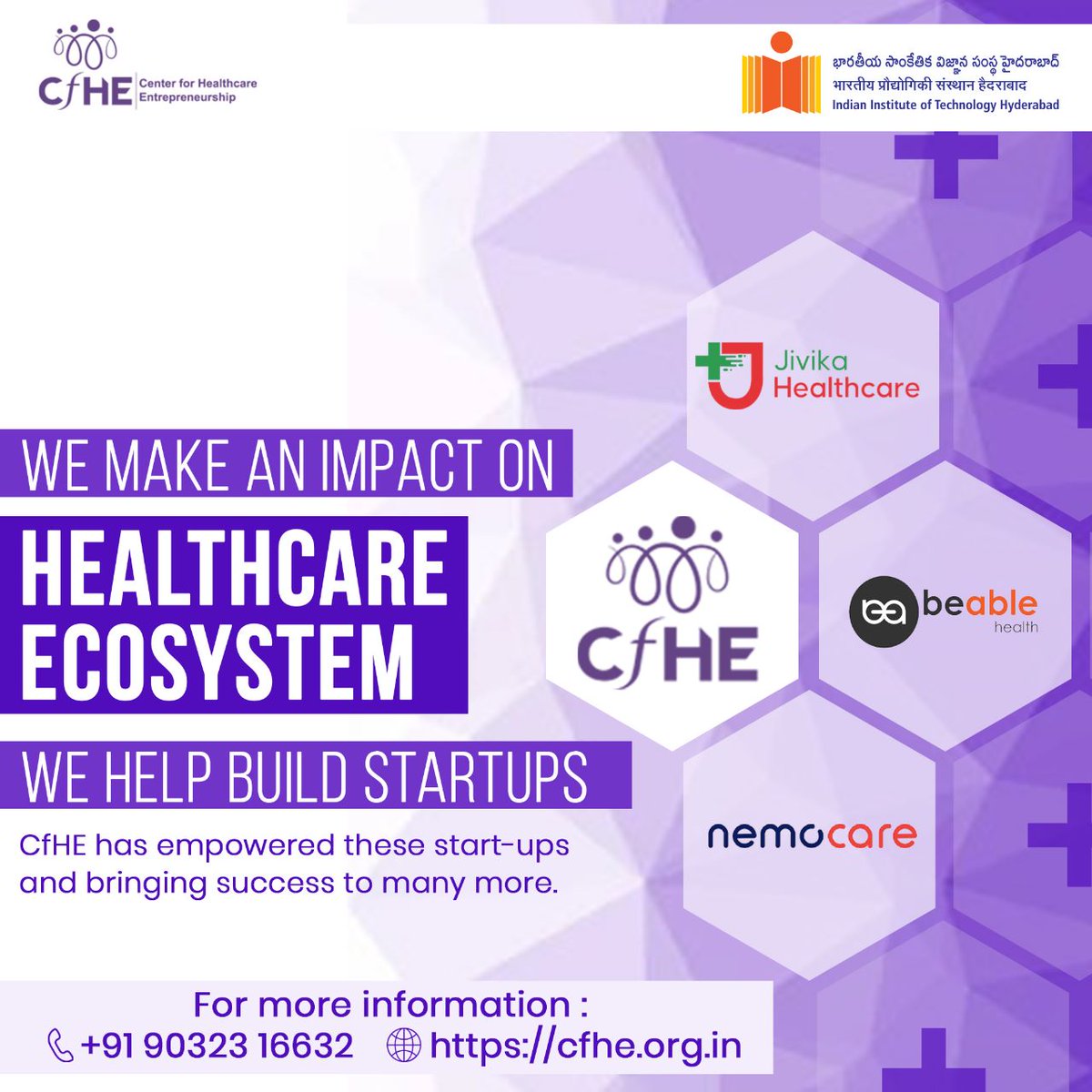 We at CfHE are thrilled to announce that we were able to create cutting-edge healthcare startups, assist their development and see them succeed.We are glad to have been a part of these startups' journeys as they are positively creating an impact on the health care sector.