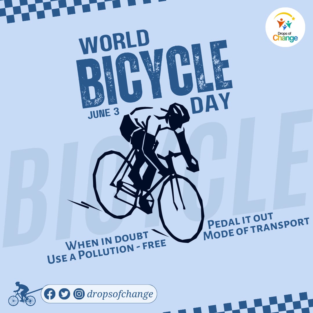 Drops of Change wishes you happy World's Bicycle Day. We encourage the society to use bicycles instead of other vehicles as it is more economical, eco friendly and also will keep us physically active.
#bicycle #bicycleday #Health  #sports #cycling