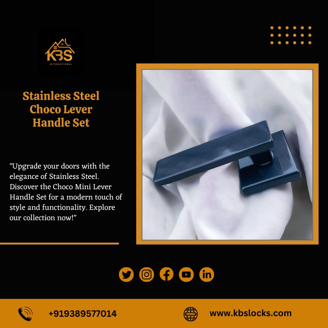 The choco lever handles boast a comfortable grip and smooth operation, ensuring effortless access to your doors. 
contact us - +919389577014
visit us at - kbslocks.com
#kbslocks #mortiselocks #doorlocks #pullhandle #doorhardware #hinges #towerbolt #doorhardware