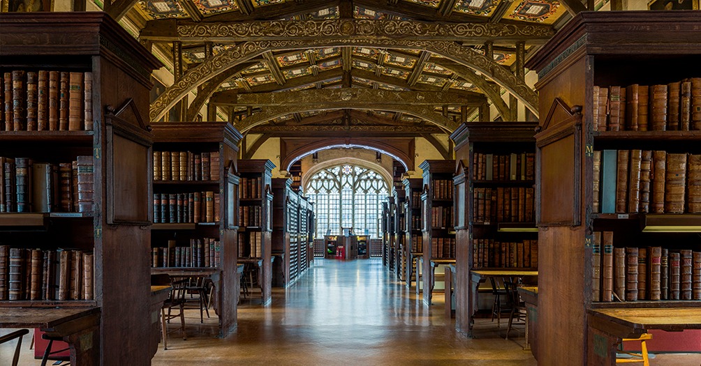 The Hogwarts Library scenes were filmed at Oxford University's Bodleian Library, which was built in the 1400s.