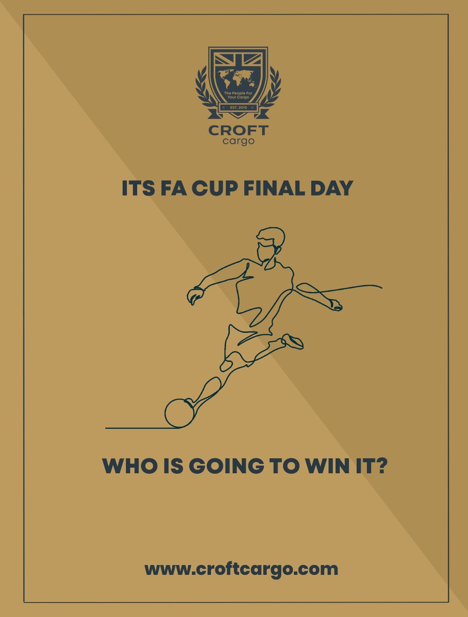 It's FA Cup Final Day - Who is going to win? 
bit.ly/3XnHzHa
#oceanfreight #airfreight #roadfreight #CroftCargo #FAcup