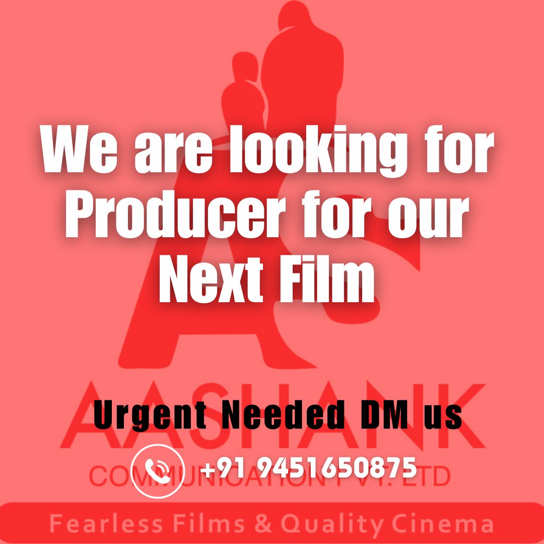 We Require a Producer for our upcoming project in our in-house. Interested candidates can fill the form, link is given in bio or can contact on this number:
+91 9451650875
#ProducerWanted #FilmJobOpportunity #JoinOurCrew #FilmIndustryJobs #FilmProductionHiring #CallingAllProducer